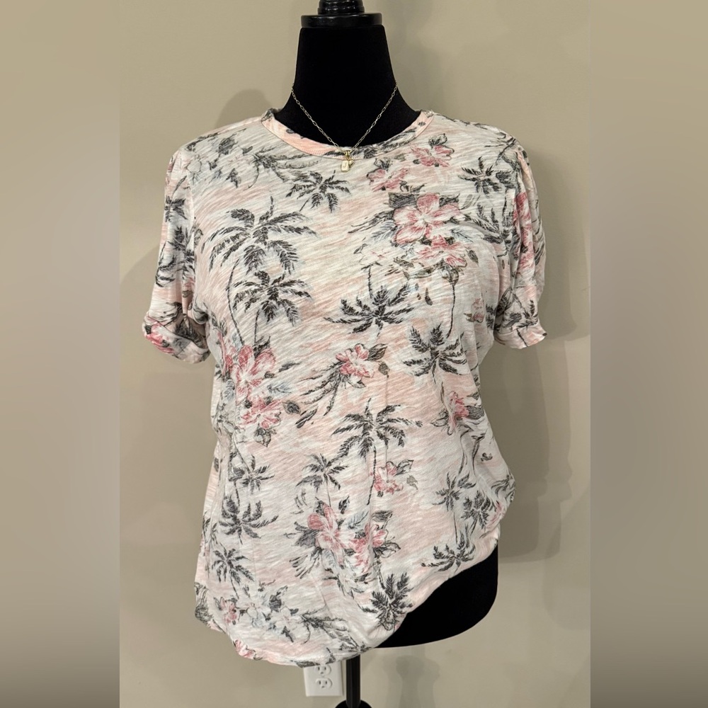 Cotton Modal Slub Crew Neck Twist Sleeve Tee Stretch